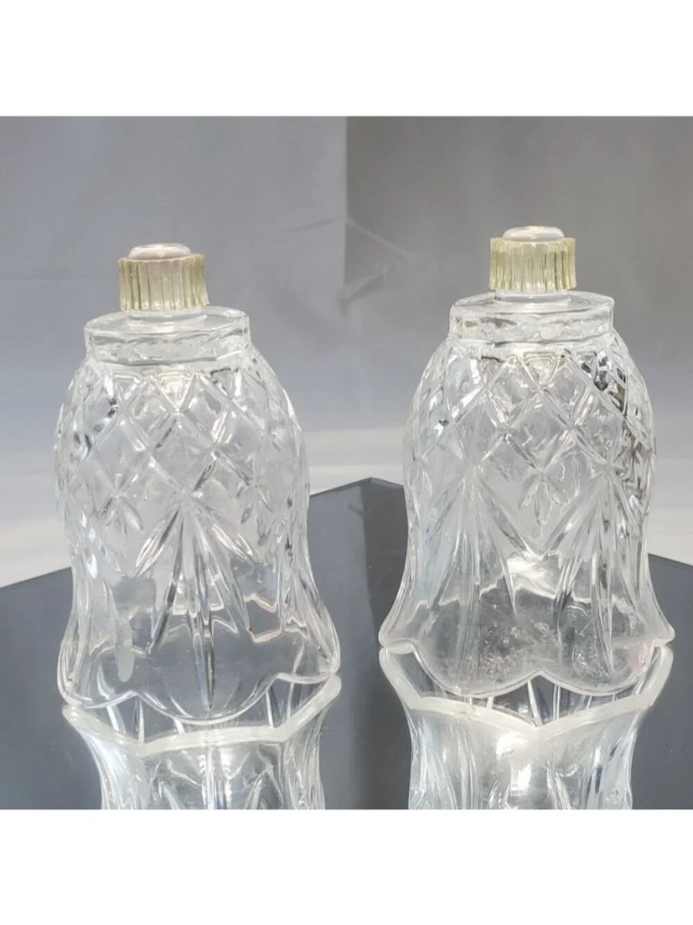 Vintage Peg Votive Cup Candle Holder Clear Glass Diamond Cut 5